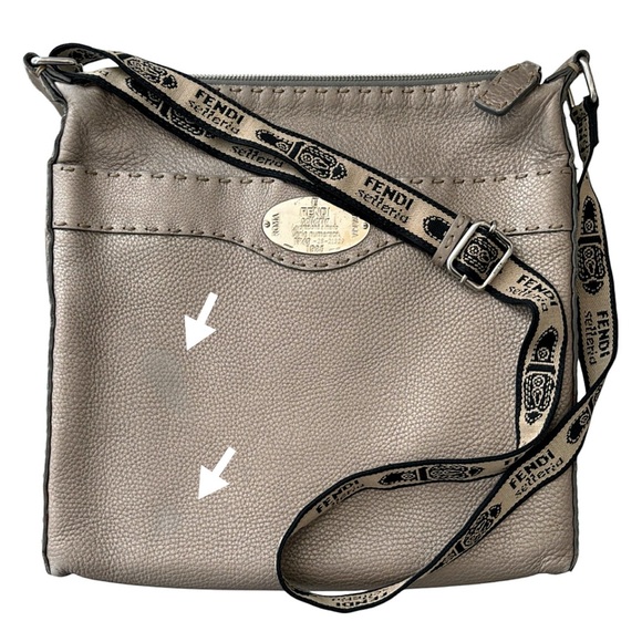 FENDI Vintage Selleria Grey/Silver Leather Crossbody Bag - Picture 15 of 15